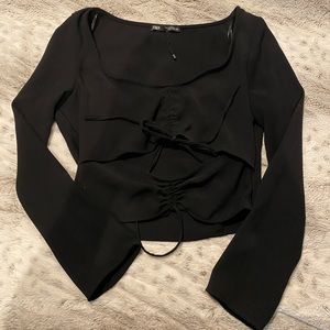 Zara Black Long Sleeve Top